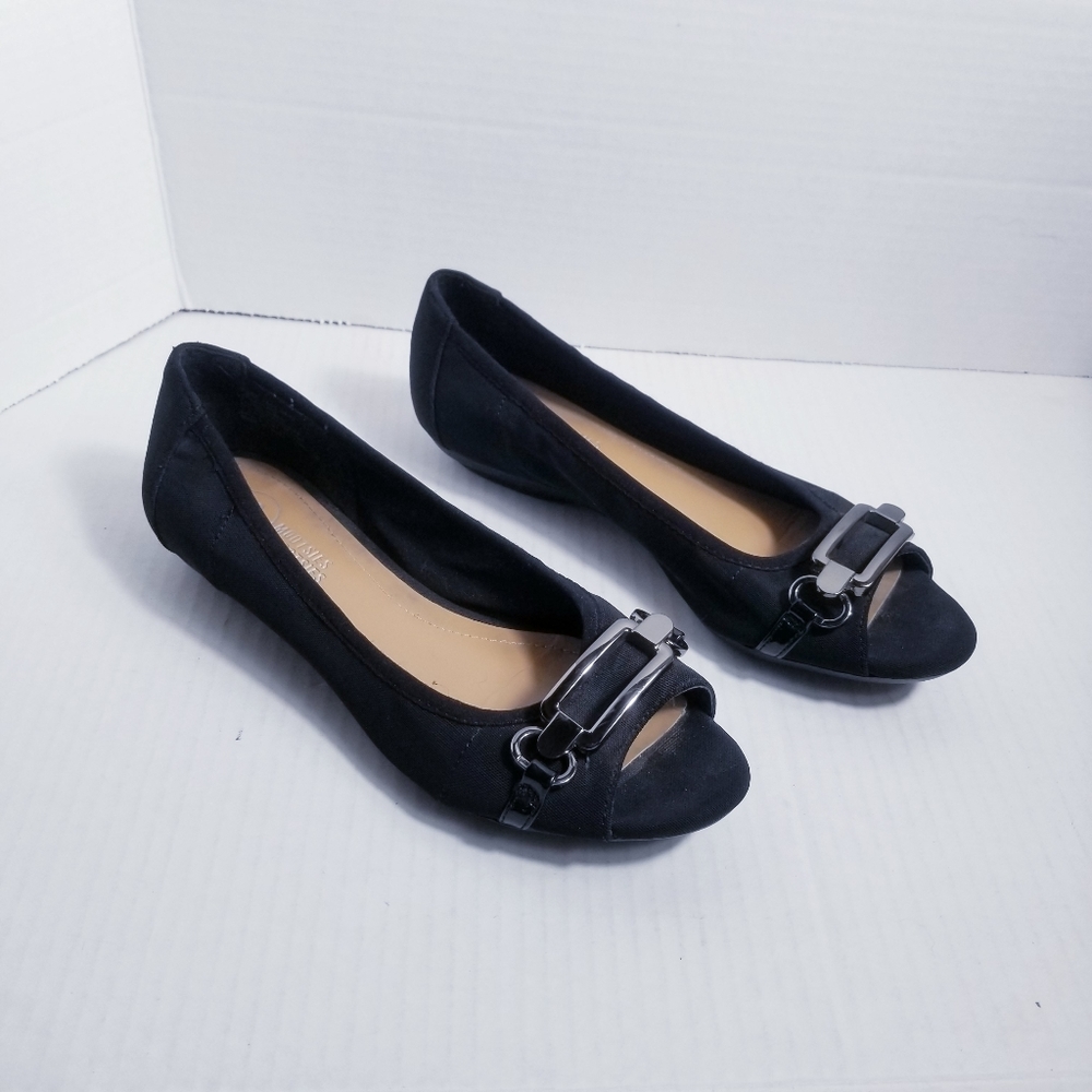 Mootsies Tootsies Black Flats with Buckle Detail